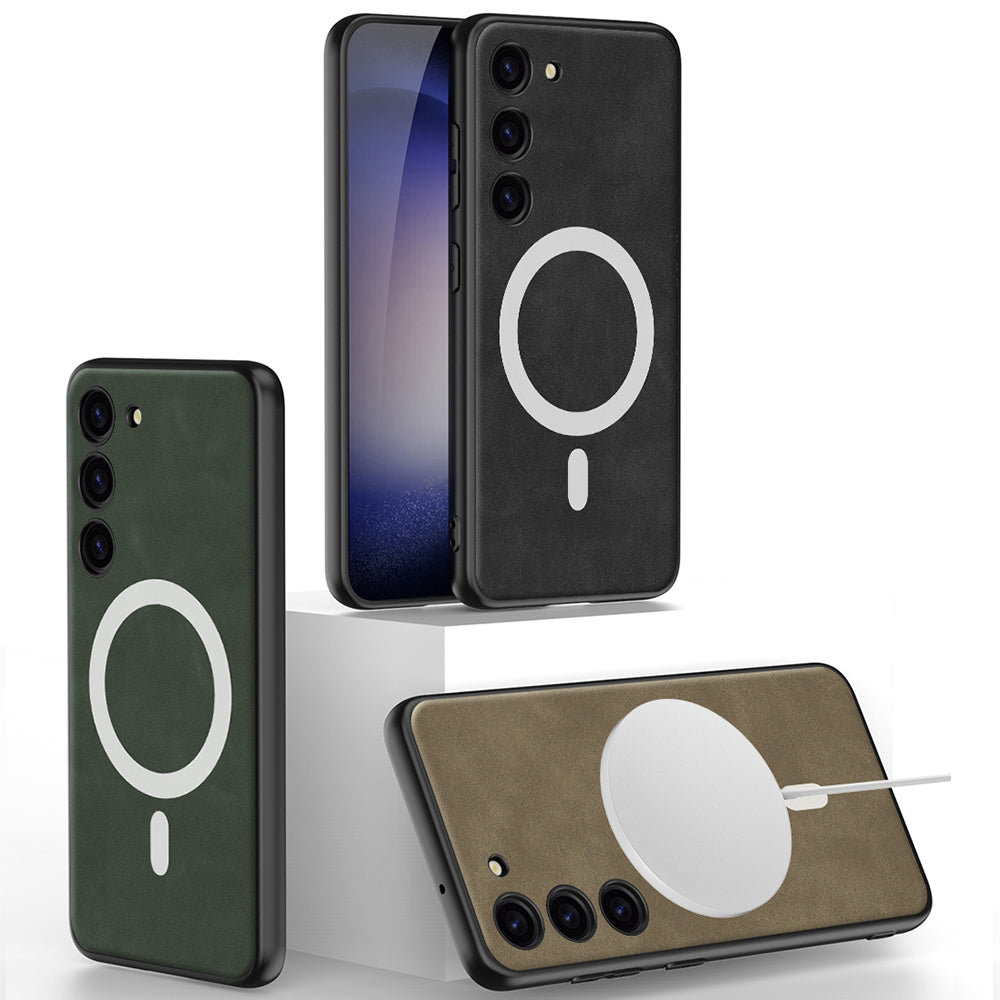 GKK For Samsung Galaxy S23 Matte Phone Case TPU PC PU Leather Coated Phone Shell Compatible with MagSafe Charger GKK For Samsung Galaxy S23 Matte Phone Case TPU PC PU Leather Coated Phone Shell Compatible with MagSafe Charger